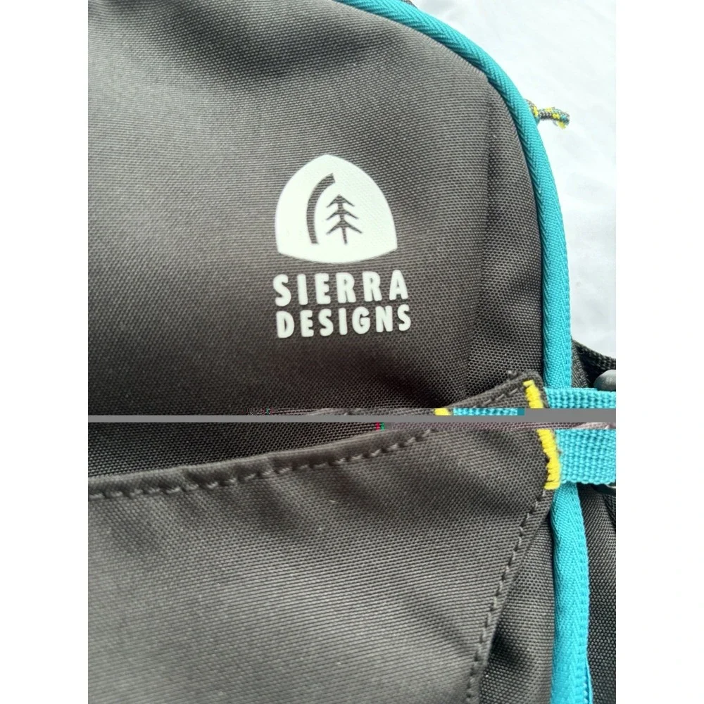 Sierra Designs 10L Hiking Backpack Black/Blue Zip Padded Hip Belt 5 Pockets
